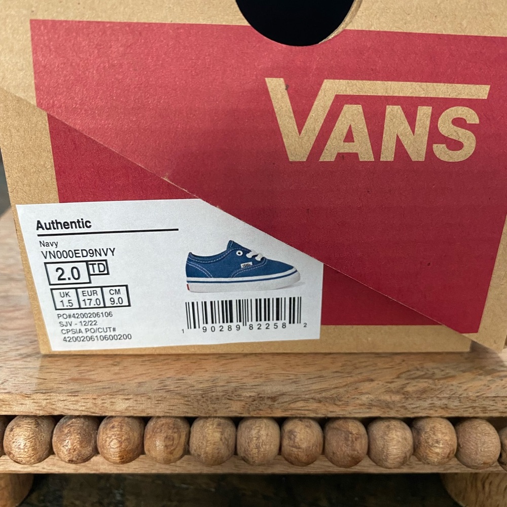 Vans Baby Toddler Authentic Blue and White Sneakers Classic Canvas Design - Picture 2 of 11